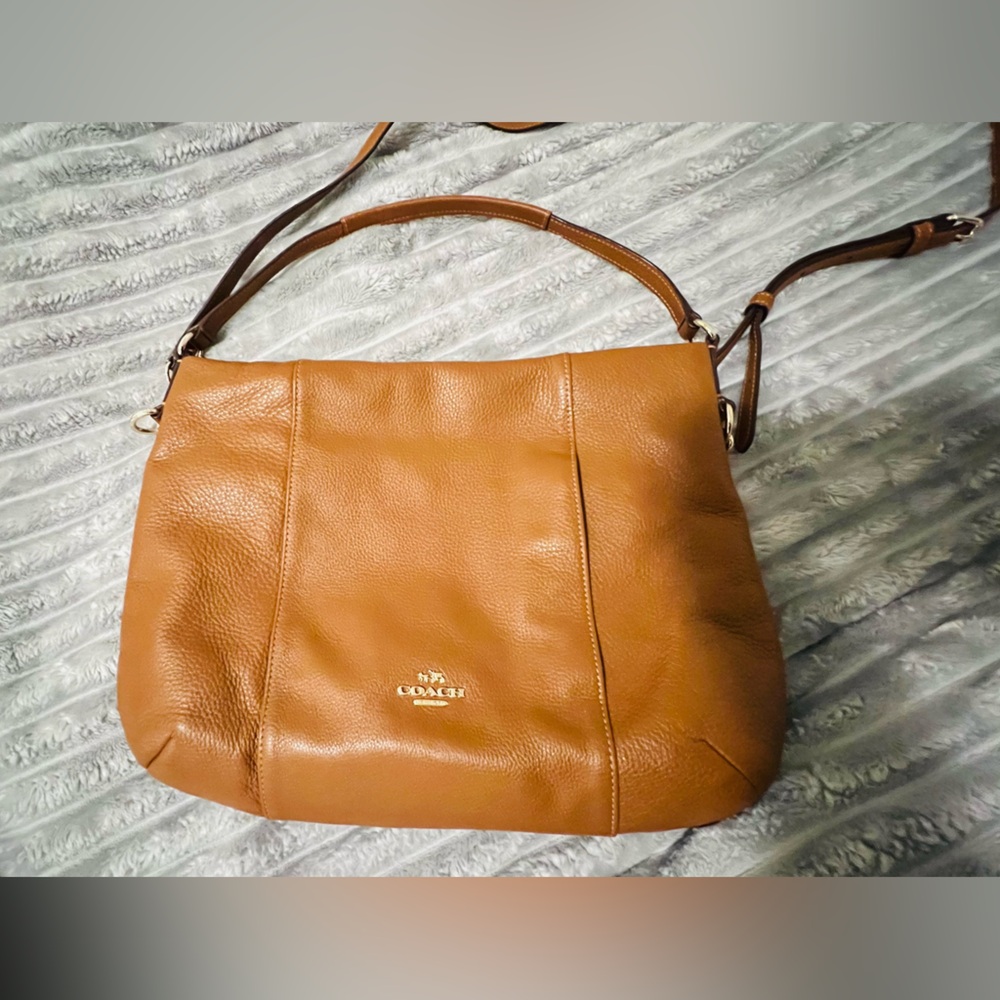 Tan brown pebble leather Coach Isabelle Bag